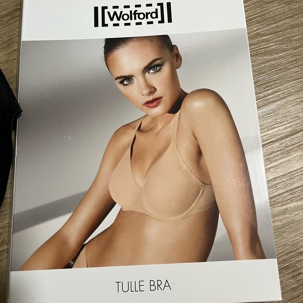 $175 Wolford Tulle Bra BLACK NWT size US 34A